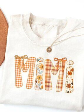 Mimi Shirt, Floral Gingham Grandma Tee, Gift For Nana, New Grandma Tshirt
